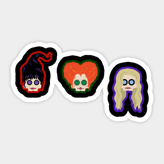 Sanderson Sisters Skulls Sticker by NeaandTheBeard